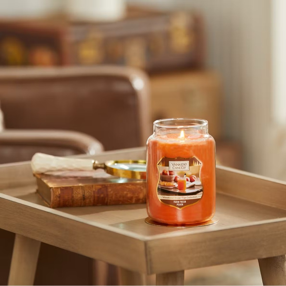 NWT Yankee Candle Woodlands Road Trip Collection - Farm Fresh Peach Candle 22 oz